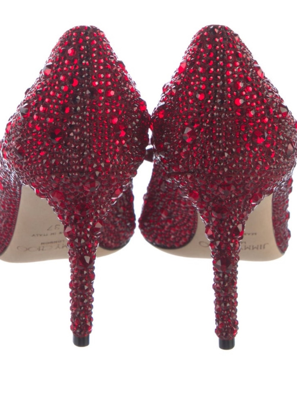 Jimmy Choo Red Crystal Cinderella Heels - Picture 4 of 9